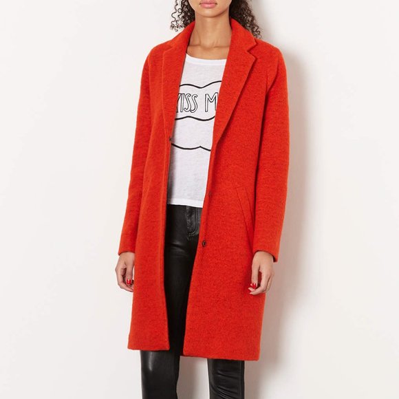 Topshop Jackets & Blazers - Topshop Orange Wool Blend Boyfriend Coat Sz 2